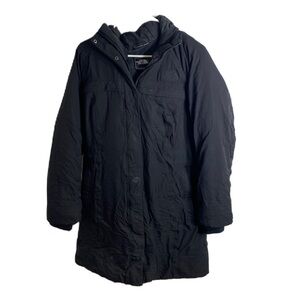 North Face Arctic Parka Down Jacket Sz Large Black Faux Fur Hood Feather Coat